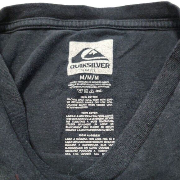 Quiksilver Shirt Size Medium Graphic Tee Skull & Bones Ride Fast Read Slow Faded - Picture 6 of 6